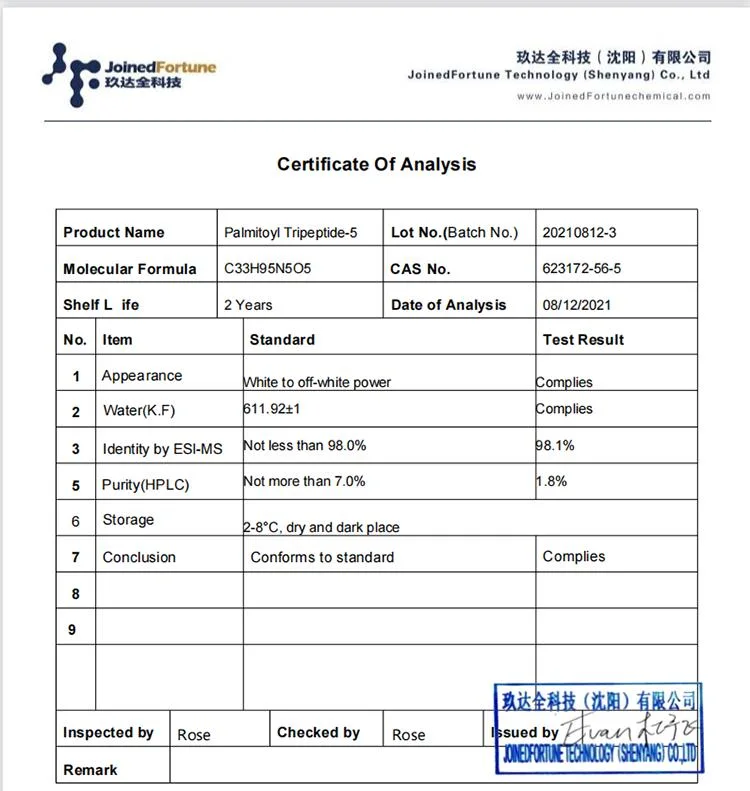 Peptide Powder Palmitoyl Tripeptide-5/Cosmetic Raw Material CAS 623172-56-5